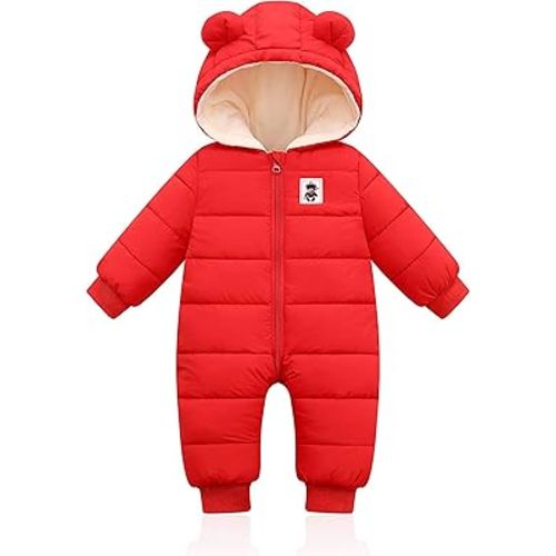 XMWEALTHY Baby Clothes Cute Infant Toddler Snowsuit Warm Newborn Boy Girl Winter Coats Hooded Zip Jumpsuit