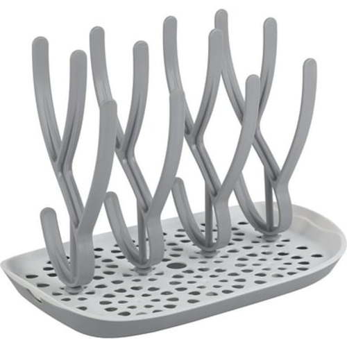 ToeZee Baby Bottle Drying Rack Space Saving Countertop Baby Bottle Holder, Drying Rack for Baby Bottles Accessories - Stores Up to 12 Bottles, Dishwasher Safe Gray