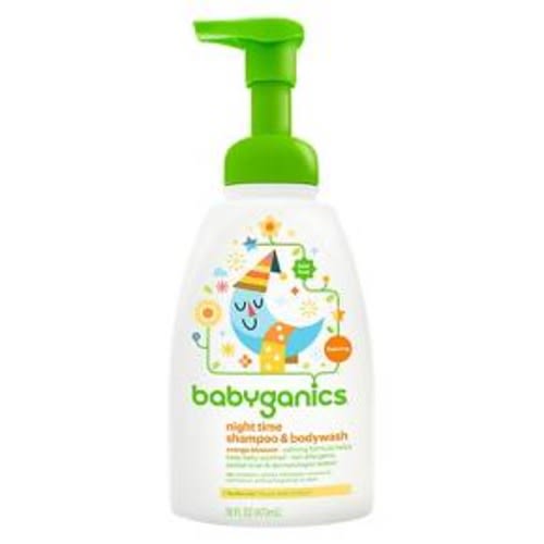 Babyganics Night Time Baby Shampoo + Body Wash, Orange Blossom - 16oz Pump Bottle