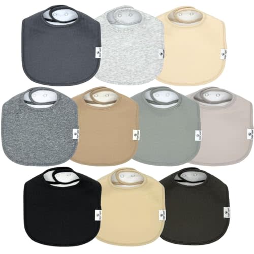 DiaperSquad's Baby Bibs for Drooling and Teething, Bibs for Boys, Baby Girl - Solid Cotton Baby Drool Bibs