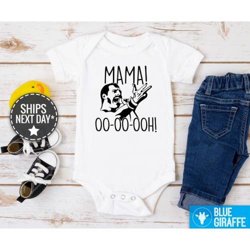 Freddie Mercury Baby Bodysuit, Bohemian Rhapsody Mama Oo Ooh Oooh, Unique Baby Gift for Queen Fans