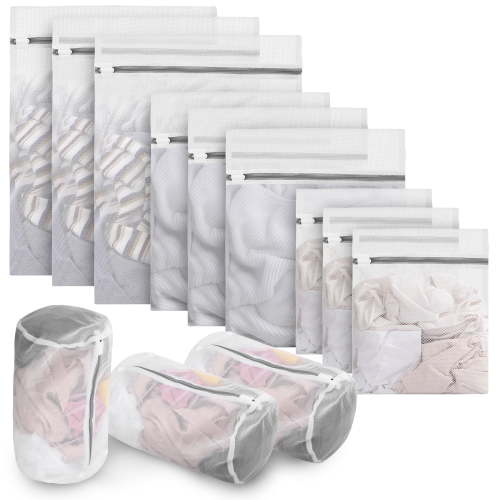 TSV 12pcs Fine Mesh Laundry Bags for Delicates, Washing and Dryer Safe, Travel Storage Organizer