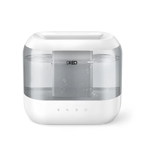 Dreo Top Fill 4L Humidifiers for Bedroom, 36H Runtime, 28 dB Quiet Cool Mist Supersized Air Humidifier for Large Room, Plants, Baby Nursery, Indoor, Night Light, Easy to Clean & Fill, Gray