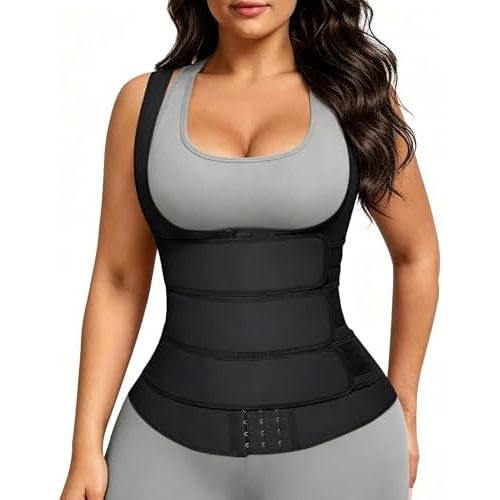 FeelinGirl Waist Trainer for Women Latex Waist Vest Cincher Corset 3 Belts