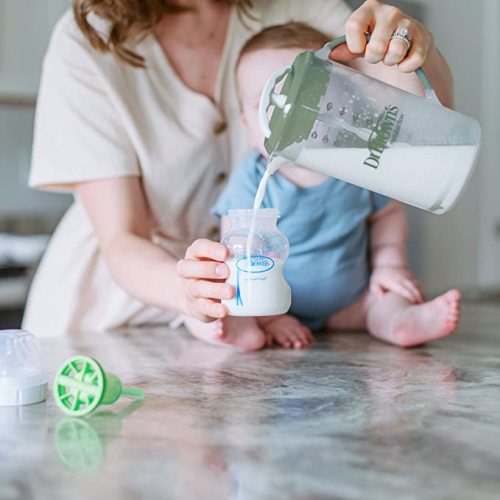 Dr. Brown's Baby Formula Mixing Pitcher with Adjustable Stopper, Locking Lid, & No Drip Spout, 32oz, BPA Free, Olive