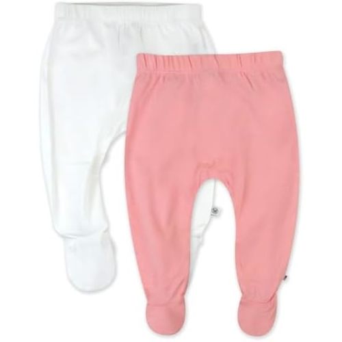 2-Pack Footed Pants Roomy Fit Pull on Bottoms 100% Organic Cotton for Infant Baby Boys, Girls, Unisex
