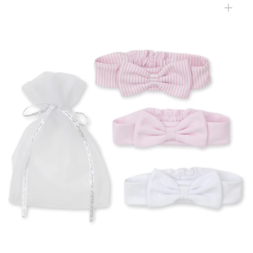 Pink Stripe 3 Pack Headband Set w/ Tulle Bag