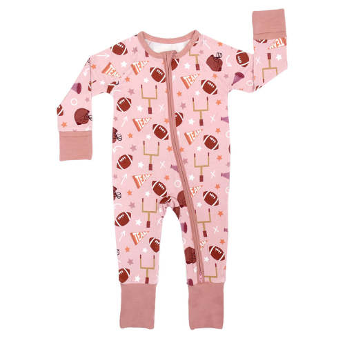 Game Day Rose Football Bamboo Convertible Baby Pajamas – Emerson and Friends