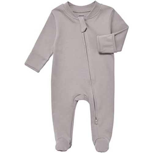 Aablexema Organic Cotton Baby Footie Pajamas with Mittens Newborn Soft Zip Sleeper