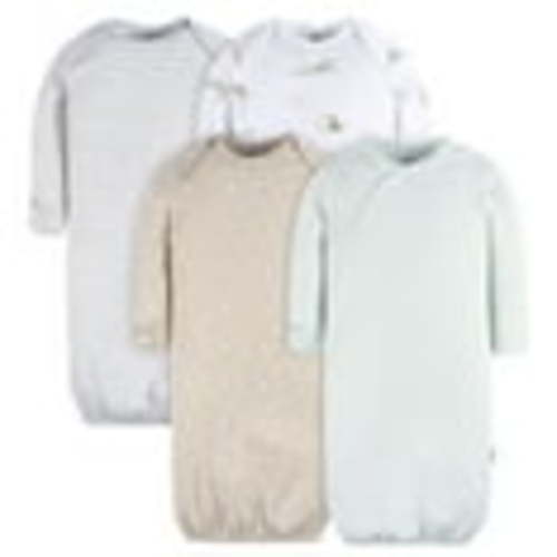 Gerber Baby Neutral Long Sleeve Gowns, 4-Pack, Sizes Newborn - 0/3 Months