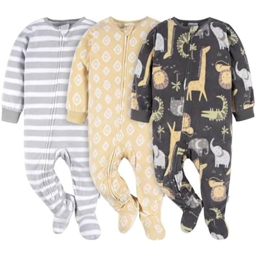 Gerber Unisex Baby Flame Resistant Fleece Footed Pajamas 3-Pack