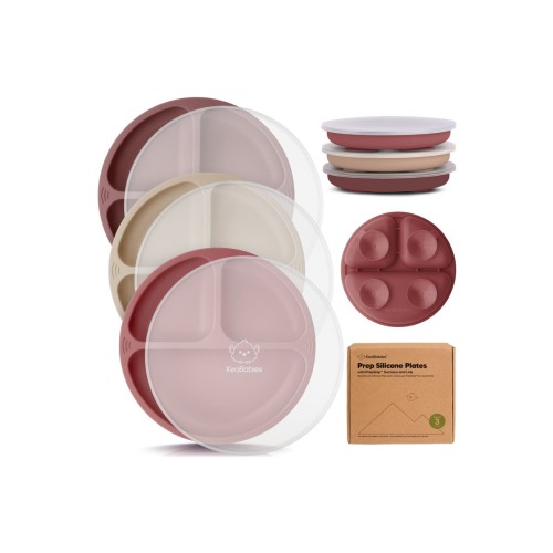3-Pack Prep Silicone Suction Plates with Lids