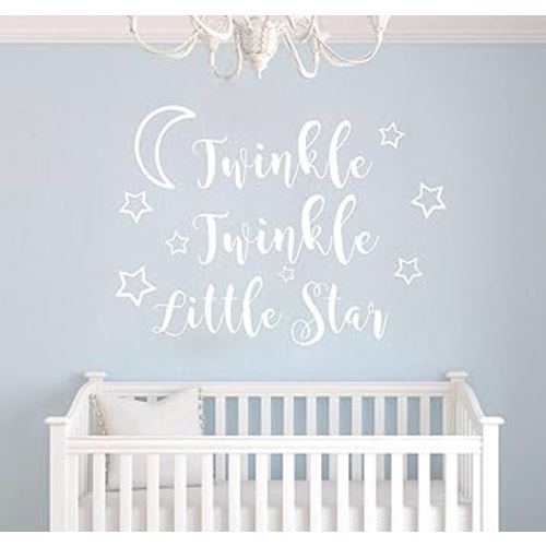 Twinkle Twinkle Little Star Wall Decal Art Vinyl Sticker for Kids Baby Boy Girl's Room Decoration Nursery Bedroom Home Decor YMX29 (White, 57x42cm)