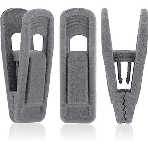 Gray Velvet Hangers Clips Pack of 24, Pants Hangers Velvet Clips, Strong Finger Flocked Clips Perfect for Use with Slim-line Clothes Velvet Hangers
