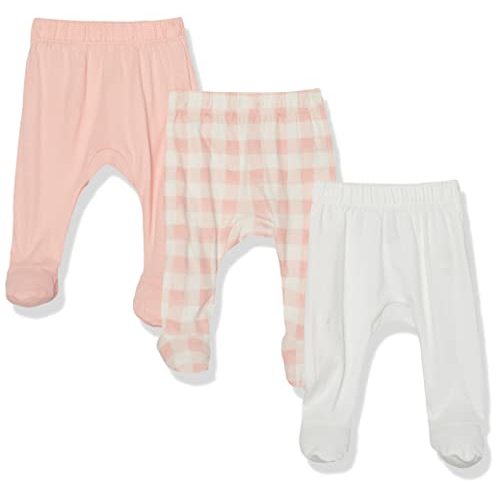 HonestBaby 3-Pack Footed Pants Roomy Fit Pull on Bottoms 100% Organic Cotton for Infant Baby Boys, Girls, Unisex