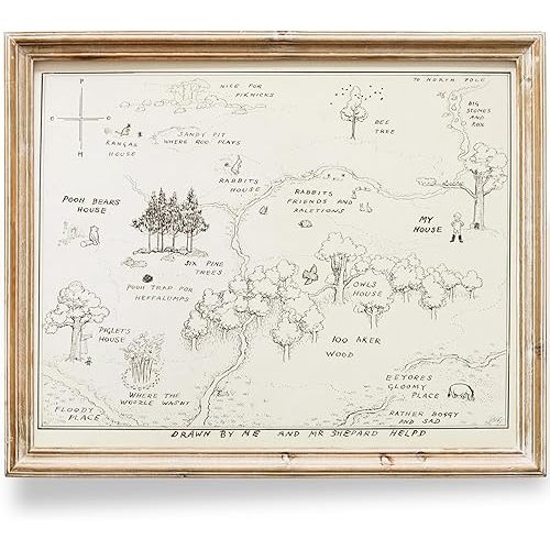 Winnie The Pooh Hundred Acre Wood Map - 11x14 Art Print (Unframed) | Neutral Nursery Decor | Kids Bedroom Wall Decor | A. A. Milne | Boys Room or Girls Room Artwork | Vintage Original Drawing