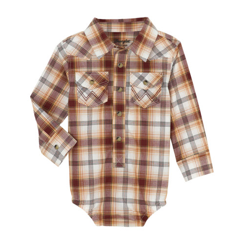 Baby Wrangler Brown Plaid Snap Bodysuit