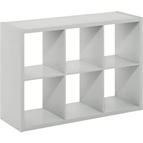 Furinno Cubicle Open Back Decorative Cube Storage Organizer, 6-Cube, Light Grey