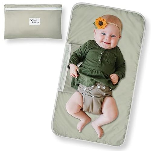 Nora’s Nursery Portable Baby Diaper Changing Pad - Waterproof Foldable Changing Mat for On-the-Go Diaper Changes - Travel Friendly, Easy Clean, Soft & Durable for Infants and Toddlers - Sage