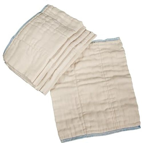 OsoCozy Unbleached Prefold Cloth Diapers 100% Cotton, Durable, Soft, Absorbent, Sustainable & Economical - dims, Fits size range. - (Size)
