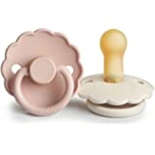 FRIGG Daisy SilkySoft Silicone Baby Pacifier | Made in Denmark | BPA-Free (Blush/Cream, 0-6 Months)