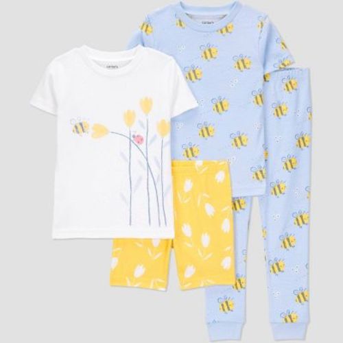 Carter's Just One You®️ Toddler Girls' 4pc Cotton Seashells Snug Fit Pajama Set - Blue 2t