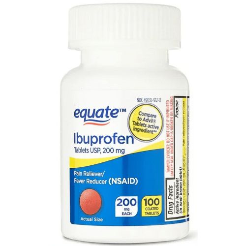 Equate Ibuprofen Pain Reliever/Fever Reducer Coated Tablets, 200mg, 100 Count