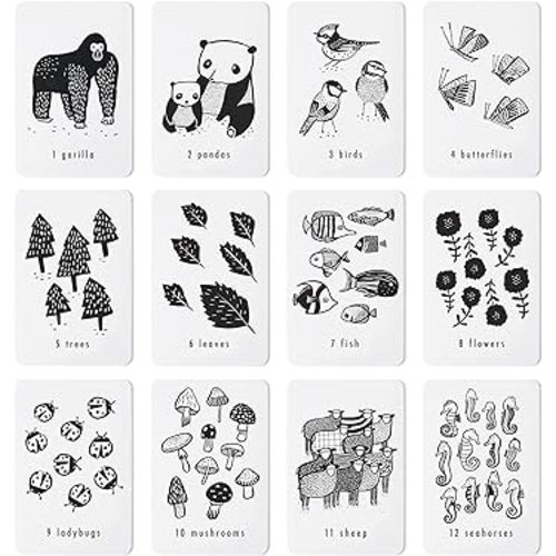 Wee Gallery Educational Flashcards for Babies, Double Sided Black and White Learning Flash cards, Nature Number Cards for Visual Stimulation and Cognitive Development of Infants and Toddlers