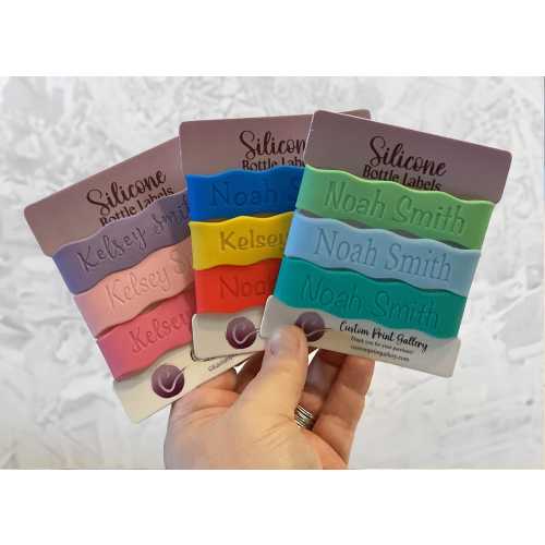 Baby Bottle Labels 3 Pack, Wavy Baby Bottle Personalized or Blank Reusable Bands,  Daycare or School Bottles Sippy Cups or Baby Shower Gift