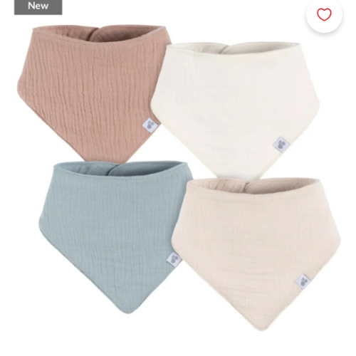 Just Born Muslin Bandana Bibs 4-Pack - Clement