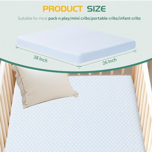 hush hutting portable pack and play mattress topper 38×26×2