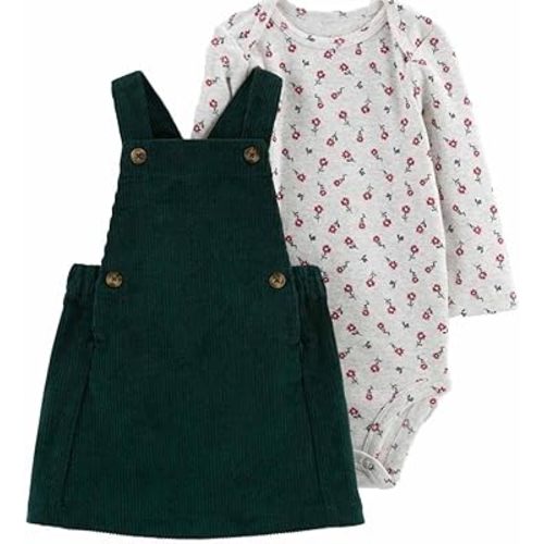 Carter's Just One You Baby Girls' Floral Bodysuit & Skirtall Set - (Dark Green Floral, 9 Months)