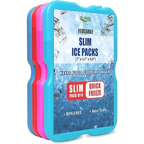 GURIN Reusable Ice Packs for Lunch Box/Coolers, Bag, or Backpack Coolers - Cold Up to 8-12 Hours Long Lasting for Camping Picnic, Outdoor Activities, Food Delivery
