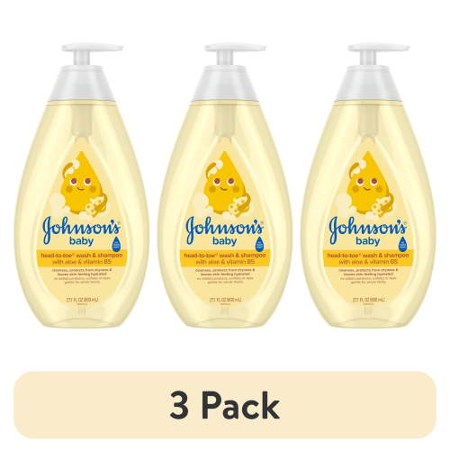 (3 pack) Johnson's Tear-Free Head-To-Toe Baby Body Wash & Shampoo, with Plant-Based Glycerin, 27.1 FL OZ