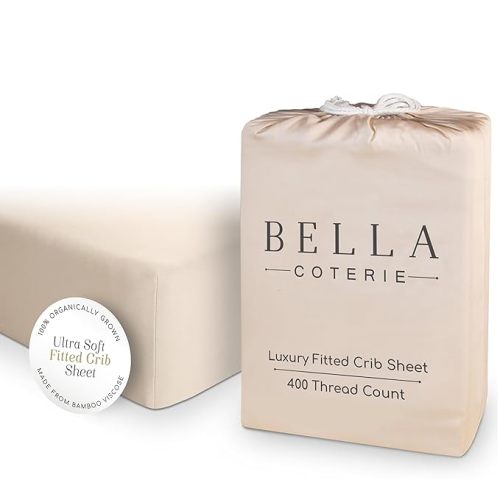 Bella Coterie Luxury Bamboo Viscose Crib Sheet | Organically Grown | Ultra Soft | Cooling for Better Sleep | Deep Pocket Fitted Sheet for Crib & Toddler Mattress | 100% Organically Grown [Ivory]