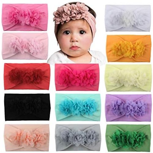 WZT Stretchy Knot Nylon Baby Headbands For Newborn Baby Girls Infant Toddlers Kids Bows Child Hair Accessories