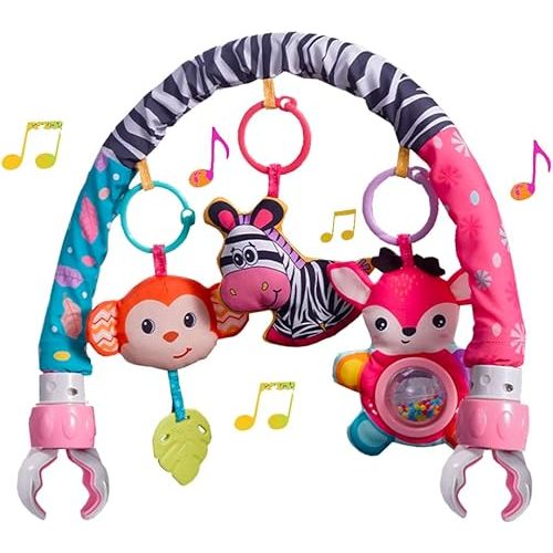 Crib Mobile for Girls, Baby Arch Mobile for Bassinet with Universal Clamps, Versatile Toy Bar for Bouncer Arch Toy 0-3 Months, Babies Gril Mobile Toys 0-6 Months Car Seat Stroller Toys