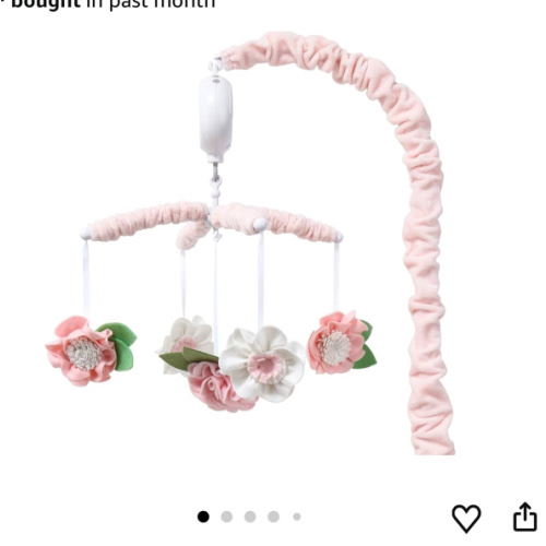 The Peanutshell Crib Mobile for Girls - Pink Musical Baby Crib Mobile with 12 Lullabies, Flower Baby Mobile Crib Pink Floral Nursery Decor