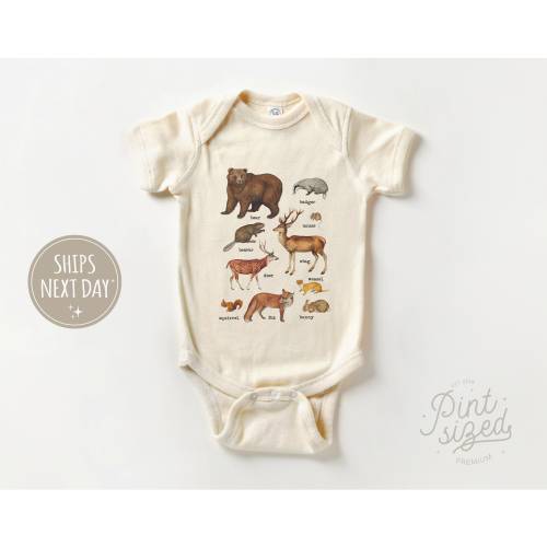 Forest Animals Baby Onesie® - Nature Wildlife Bodysuit - Cute Woodland Animals Natural Onesie®