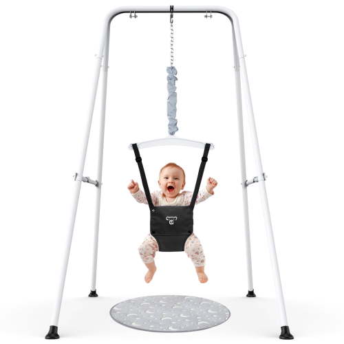 G TALECO GEAR Baby Jumper with Stand, Portable Baby Bouncers and Jumpers with Floor Mat, Jumper for Baby Boys/Girls 6-24 Months, Black