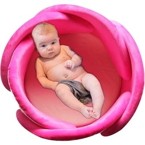 Baby Bath Lotus Cushion Sink Bather Petal Newborn Bathtub Mat Bathing Tub Seat Support Lounger Flower Bathing Pad Non-Slip Safety Sink Insert Tub Hot Pink