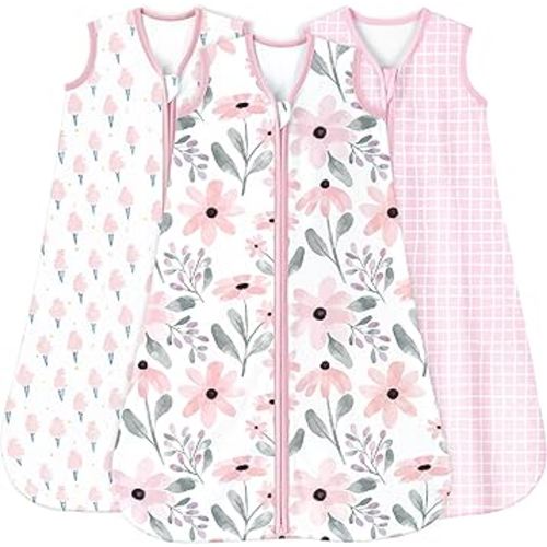 Yoofoss Baby Sleep Sack 0-6 Months 0.5 Tog Wearable Blanket for Baby, 3 Pack 100% Organic Cotton Infant Toddler Sleeping Sack 2-Way Zipper Lightweight Sleep Sack