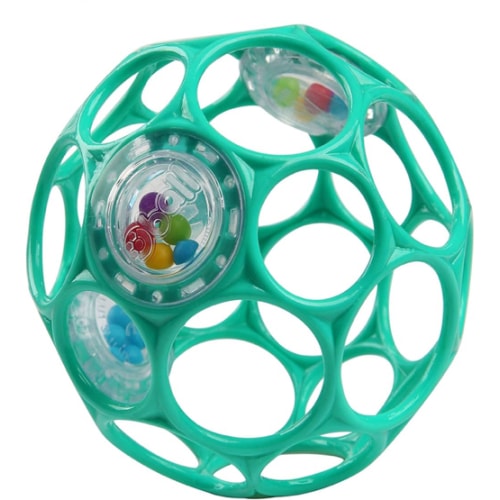 Bright Starts Oball Easy-Grasp Rattle BPA-Free Infant Toy in Teal, Age Newborn and up, 4 Inches