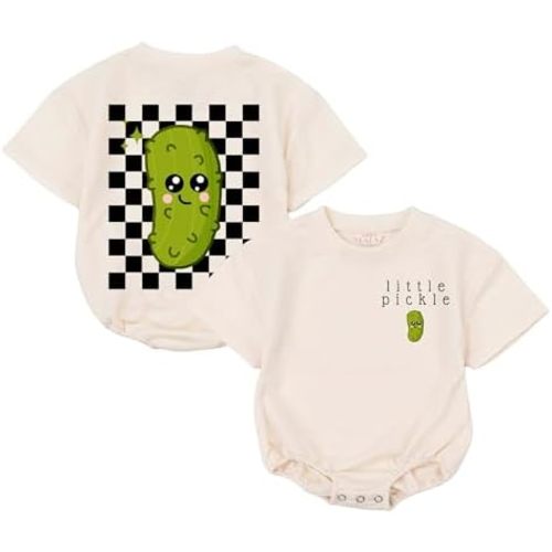 Little Pickle Baby Romper - Newborn Pickle Boy Girl Outfit Vegan Infant Sweatshirt Vegetable Clothes Shower Gift