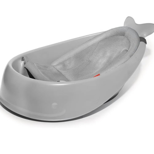 Skip Hop Baby Bath Tub, 3-Stage Smart Sling Tub, Moby, Grey