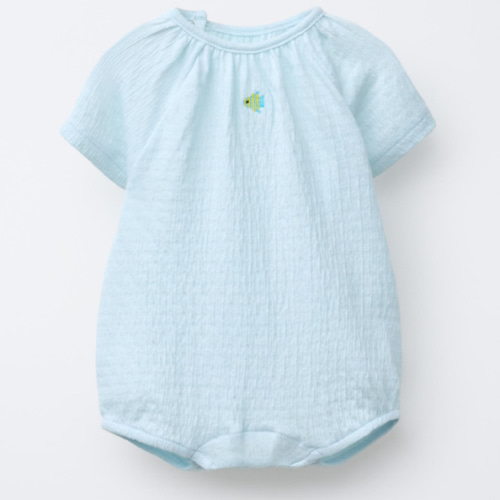 FISH EMBROIDERED TEXTURED ROMPER - Light blue | ZARA United States