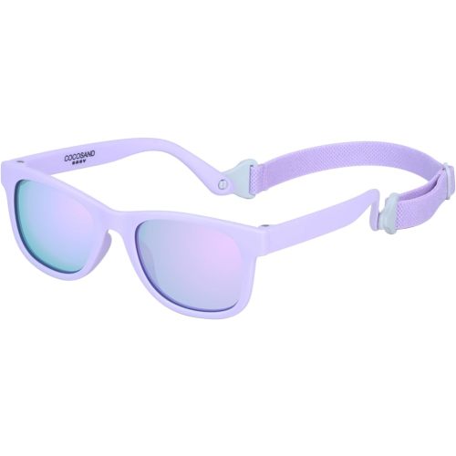 COCOSAND Baby Sunglasses with Strap Polarized Flexible Square UV400 for Infant Toddler Boys Girls Age 0-24 Months