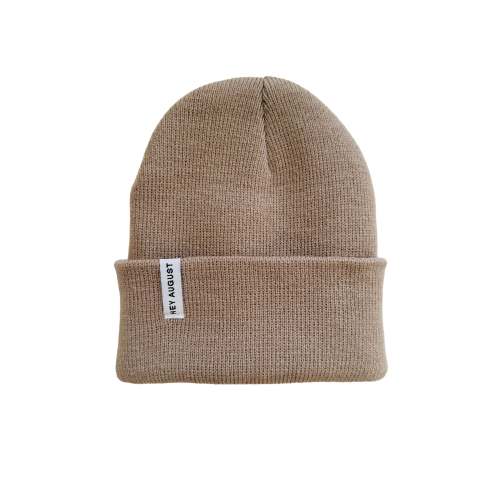 Knit cuff Beanie in Oat