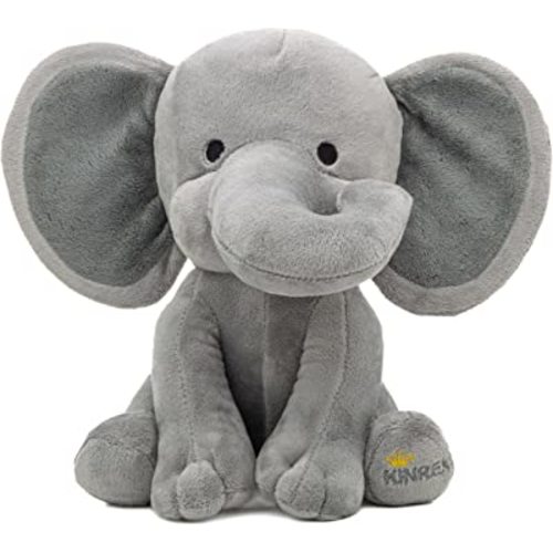 KINREX Elephant Stuffed Animals – Stuff Animal Plush Toy for Babies Girls Boys, Elephants Plushie Teddy Bear Toys for Birth Stats Baby Shower Infant Newborn Boy & Girl, Gray Measures 9 Inches