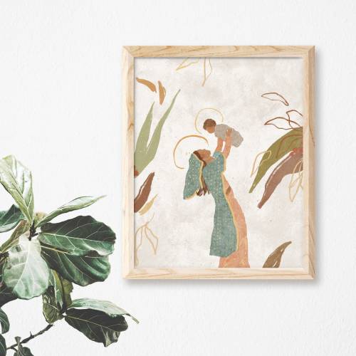 Blessed Mother and Baby Jesus | Our Lady of Guadalupe | Madonna and Child | Catholic Art Print